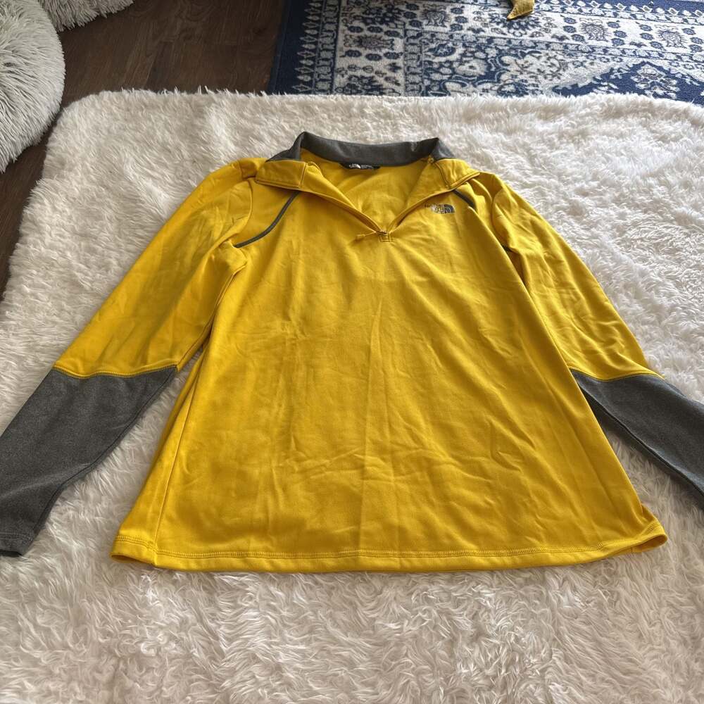 The North face 1/4 Zip Athletic Jacket Yellow & Gray Women Size XL EUC